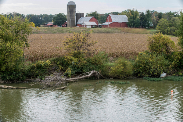 Farm field next to Maumee River, photo by Lloyd DeGrane